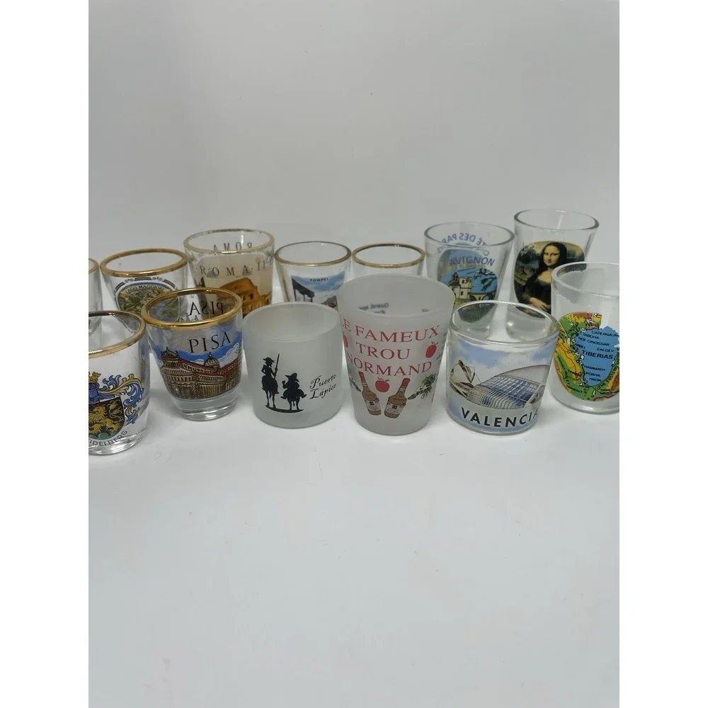 Lot of 11 VTG Gold Rim Shot Glasses/and‎ Others Europe Germany Landmark school
